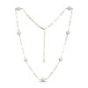 Thumbnail Image 2 of Cultured Pearl Station Paperclip Necklace 18K Yellow Gold-Plated Sterling Silver 17"