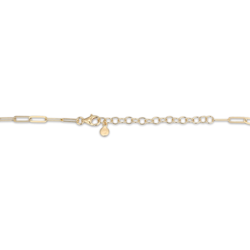 Main Image 3 of Cultured Pearl Station Paperclip Necklace 18K Yellow Gold-Plated Sterling Silver 17"