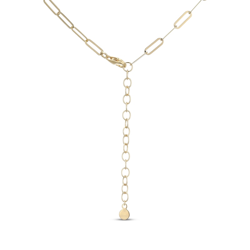 Main Image 4 of Cultured Pearl Station Paperclip Necklace 18K Yellow Gold-Plated Sterling Silver 17"