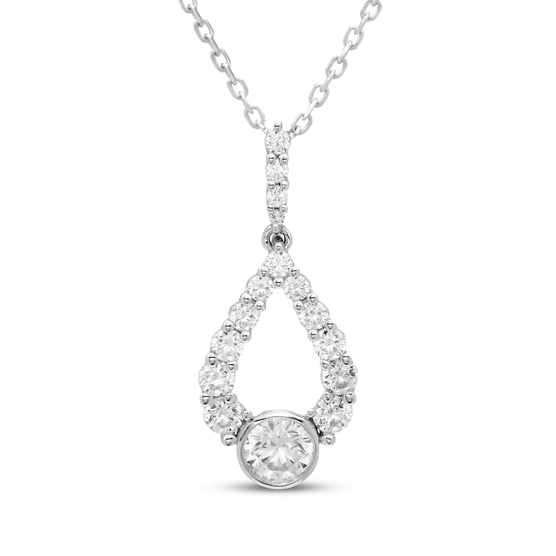 Main Image 1 of Milestones Diamond Teardrop Necklace 1/2 ct tw 10K White Gold 18"