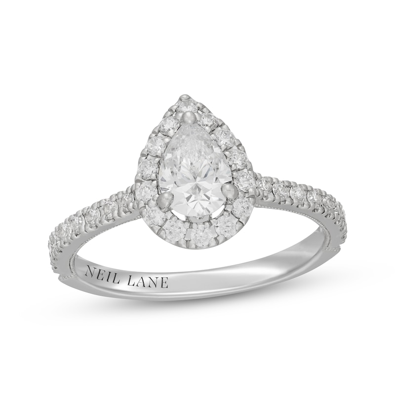 Main Image 1 of Neil Lane Pear-Shaped Diamond Halo Engagement Ring 1-1/8 ct tw 14K White Gold