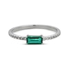 Thumbnail Image 3 of Baguette-Cut Lab-Created Emerald & White Lab-Created Sapphire Ring Sterling Silver