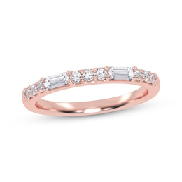 Adore Baguette & Round-Cut Diamond Alternating Stackable Anniversary Ring 1/4 ct tw 14K Rose Gold
