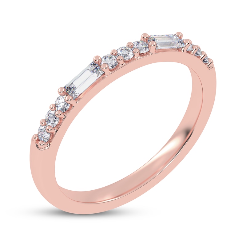 Main Image 2 of Adore Baguette & Round-Cut Diamond Alternating Stackable Anniversary Ring 1/4 ct tw 14K Rose Gold