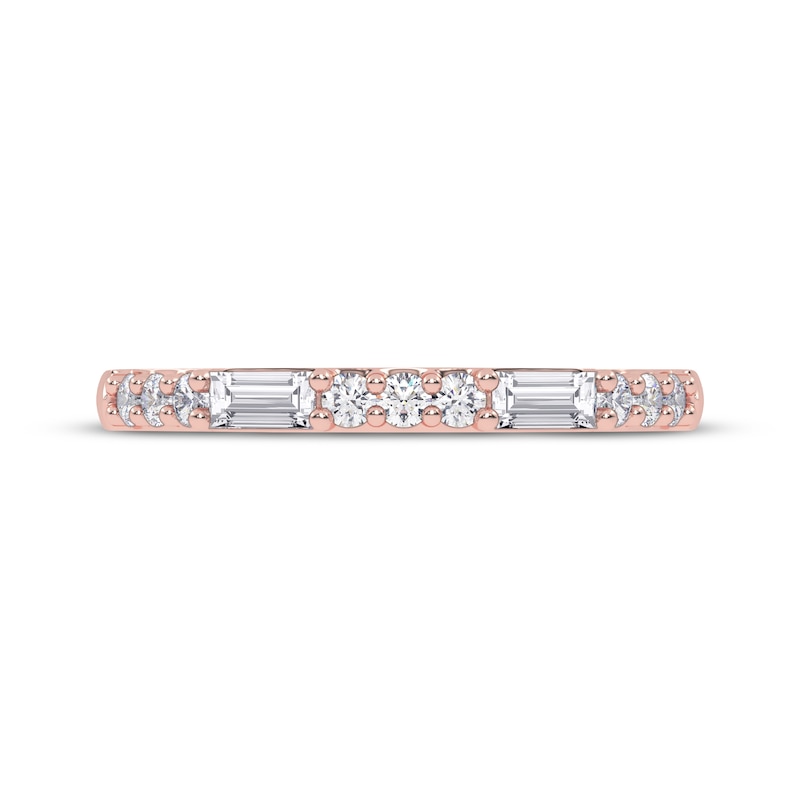Main Image 3 of Adore Baguette & Round-Cut Diamond Alternating Stackable Anniversary Ring 1/4 ct tw 14K Rose Gold