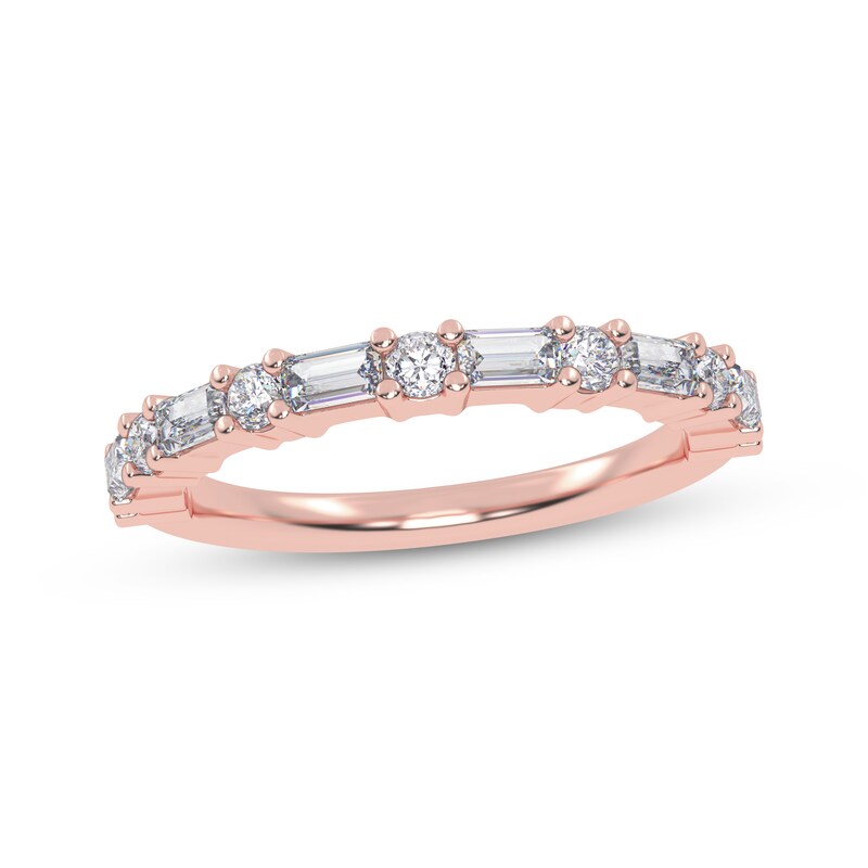 Main Image 1 of Adore Baguette & Round-Cut Diamond Anniversary Ring 1/2 ct tw 14K Rose Gold
