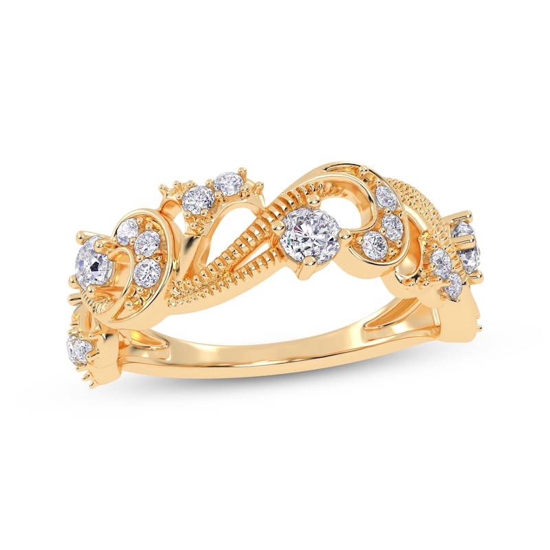 Main Image 1 of Diamond Vintage-Style Scroll Ring 1/2 ct tw 14K Yellow Gold