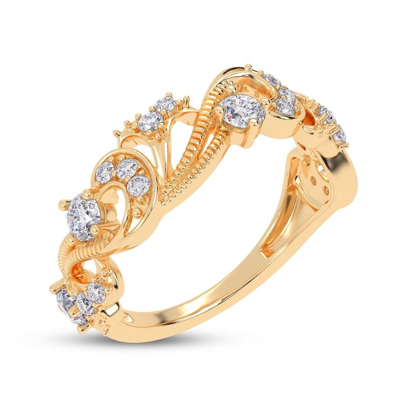Main Image 2 of Diamond Vintage-Style Scroll Ring 1/2 ct tw 14K Yellow Gold