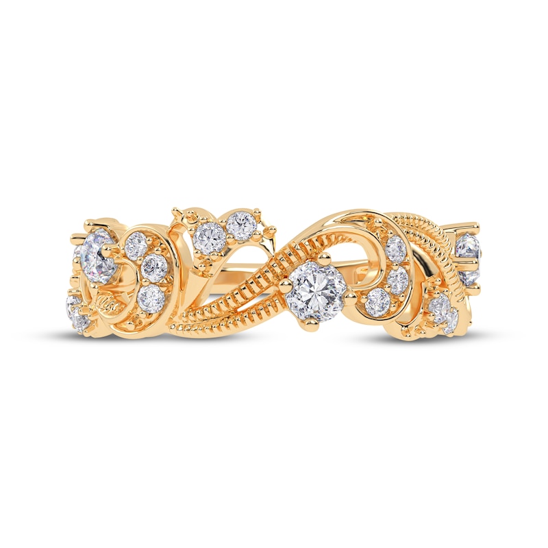Main Image 3 of Diamond Vintage-Style Scroll Ring 1/2 ct tw 14K Yellow Gold