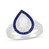 Thumbnail Image 1 of Pear-shaped Lab-Created Opal, Blue & White Lab-Created Sapphire Ring Sterling Silver