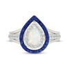 Thumbnail Image 4 of Pear-shaped Lab-Created Opal, Blue & White Lab-Created Sapphire Ring Sterling Silver