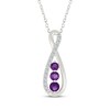 Thumbnail Image 1 of Amethyst & White Lab-Created Sapphire Three-Stone Infinity Necklace Sterling Silver 18"