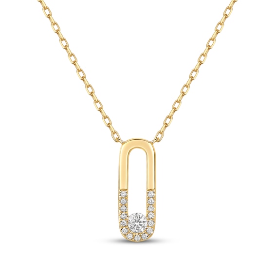 STUDIO BY KAY Diamond Paperclip Pendant Necklace 1/8 ct tw 10K Yellow Gold 18"