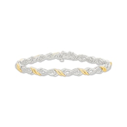 Diamond Infinity Bracelet 1/10 ct tw Sterling Silver & 10K Yellow Gold 7"