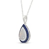 Thumbnail Image 2 of Pear-Shaped Lab-Created Opal & Lab-Created Sapphire Necklace Sterling Silver 18&quot;