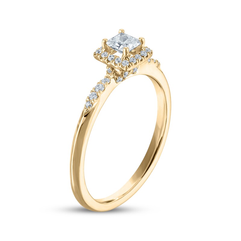 Main Image 2 of Adore Princess-Cut Diamond Halo Engagement Ring 1/2 ct tw 10K Yellow Gold