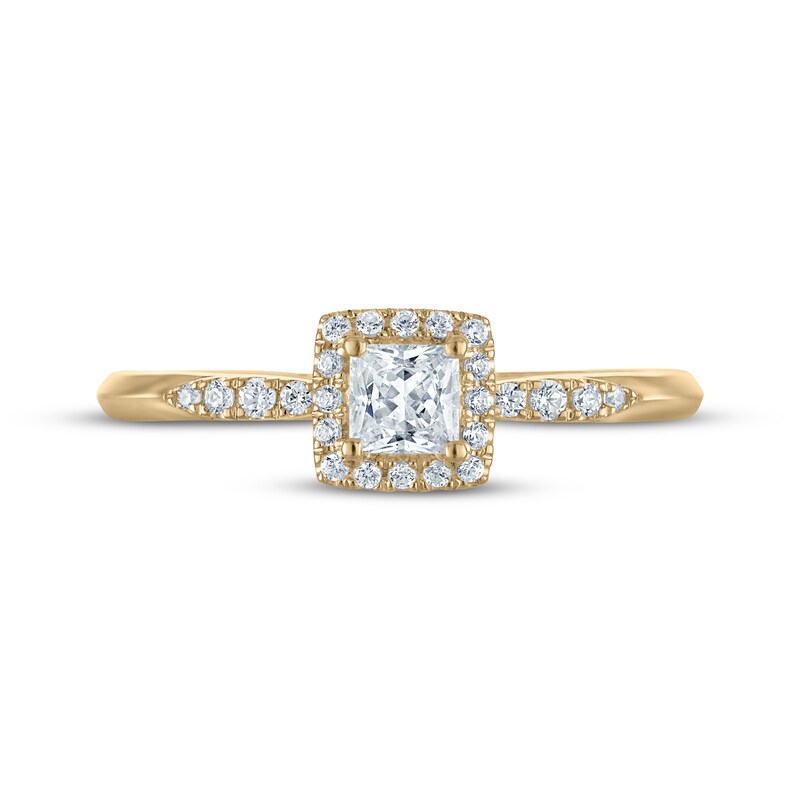 Main Image 3 of Adore Princess-Cut Diamond Halo Engagement Ring 1/2 ct tw 10K Yellow Gold