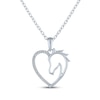 Thumbnail Image 2 of Horse & Heart Necklace with Diamond Accents Sterling Silver 18"