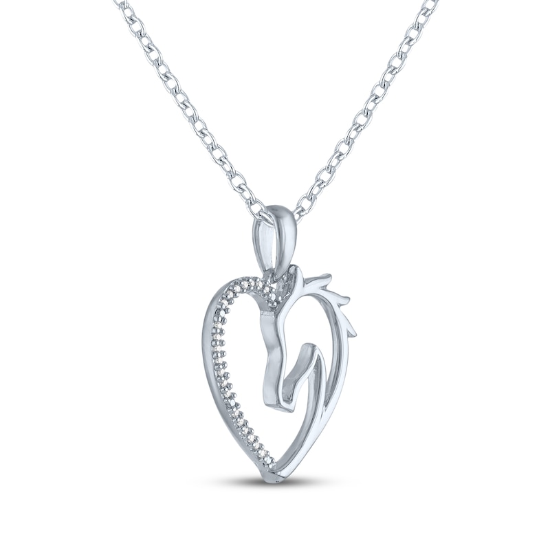 Main Image 3 of Horse & Heart Necklace with Diamond Accents Sterling Silver 18"