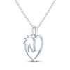 Thumbnail Image 4 of Horse & Heart Necklace with Diamond Accents Sterling Silver 18"