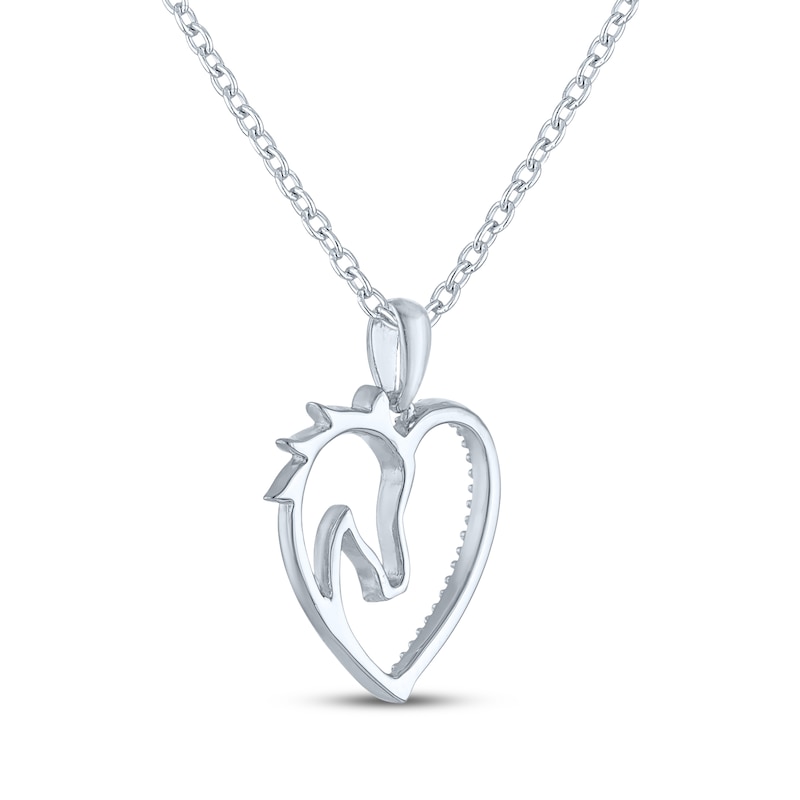 Main Image 4 of Horse & Heart Necklace with Diamond Accents Sterling Silver 18"