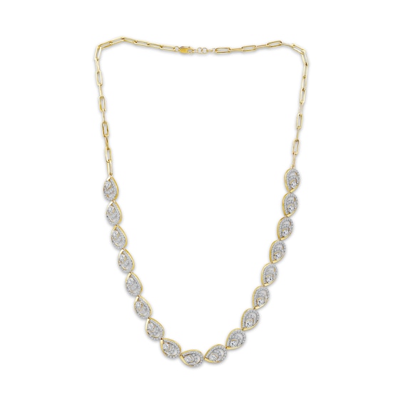 Diamond Teardrop Link Necklace 5-3/4 ct tw 10K Yellow Gold 18"