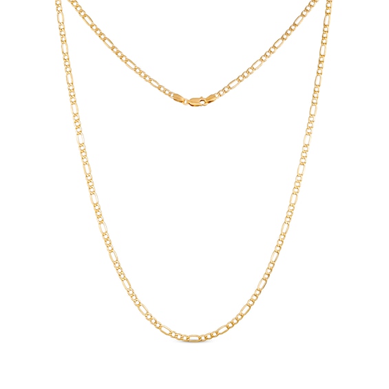 Figaro Chain Necklace 3.55mm Hollow 14K Yellow Gold 16”