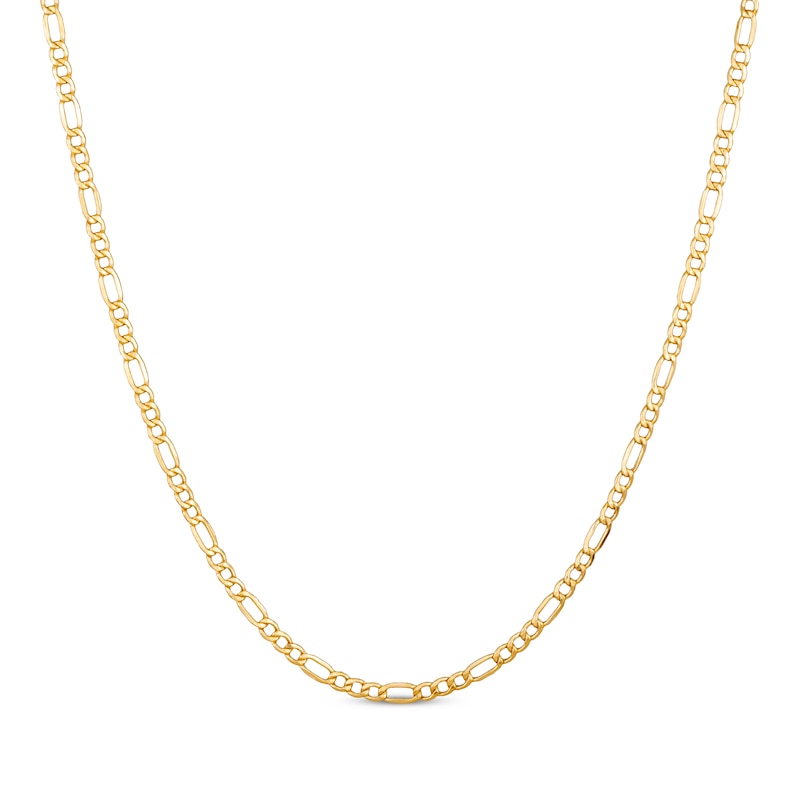 Main Image 2 of Figaro Chain Necklace 3.55mm Hollow 14K Yellow Gold 16”