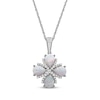 Thumbnail Image 1 of Pear-Shaped Lab-Created Opal & White Lab-Created Sapphire Necklace Sterling Silver 18"