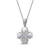 Thumbnail Image 2 of Pear-Shaped Lab-Created Opal & White Lab-Created Sapphire Necklace Sterling Silver 18"