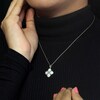 Thumbnail Image 4 of Pear-Shaped Lab-Created Opal & White Lab-Created Sapphire Necklace Sterling Silver 18"