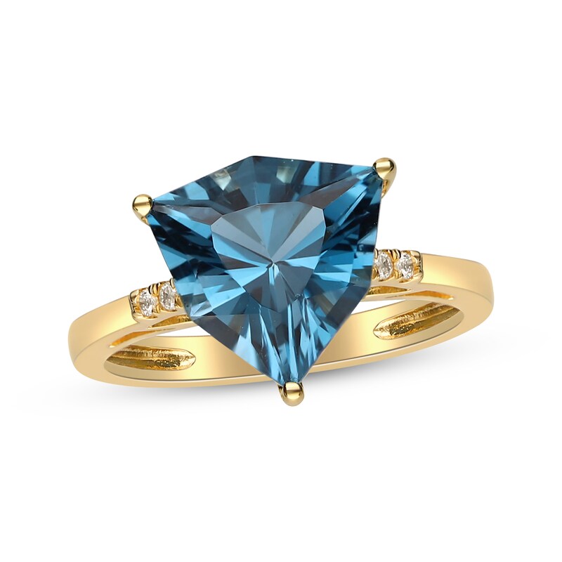Main Image 1 of Cirari Couture Trillion-Cut London Blue Topaz & Diamond Accent Ring 14K Yellow Gold
