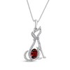 Thumbnail Image 1 of Oval-Cut Garnet & White Lab-Created Sapphire Dog Necklace Sterling Silver 18"