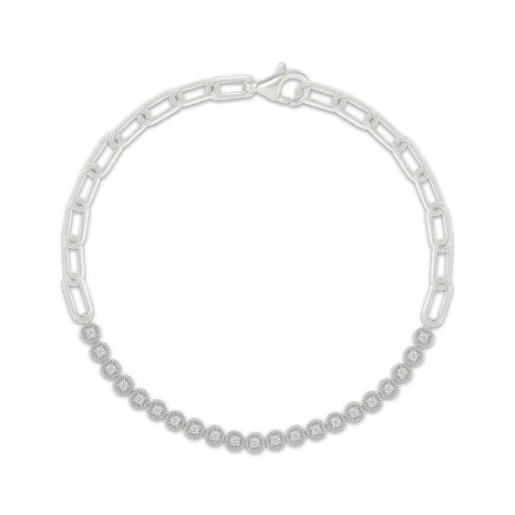 Diamond Paperclip Chain Bracelet 1/4 ct tw Sterling Silver 7.25"