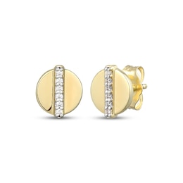 Diamond Circle Stud Earrings 1/20 ct tw 10K Yellow Gold