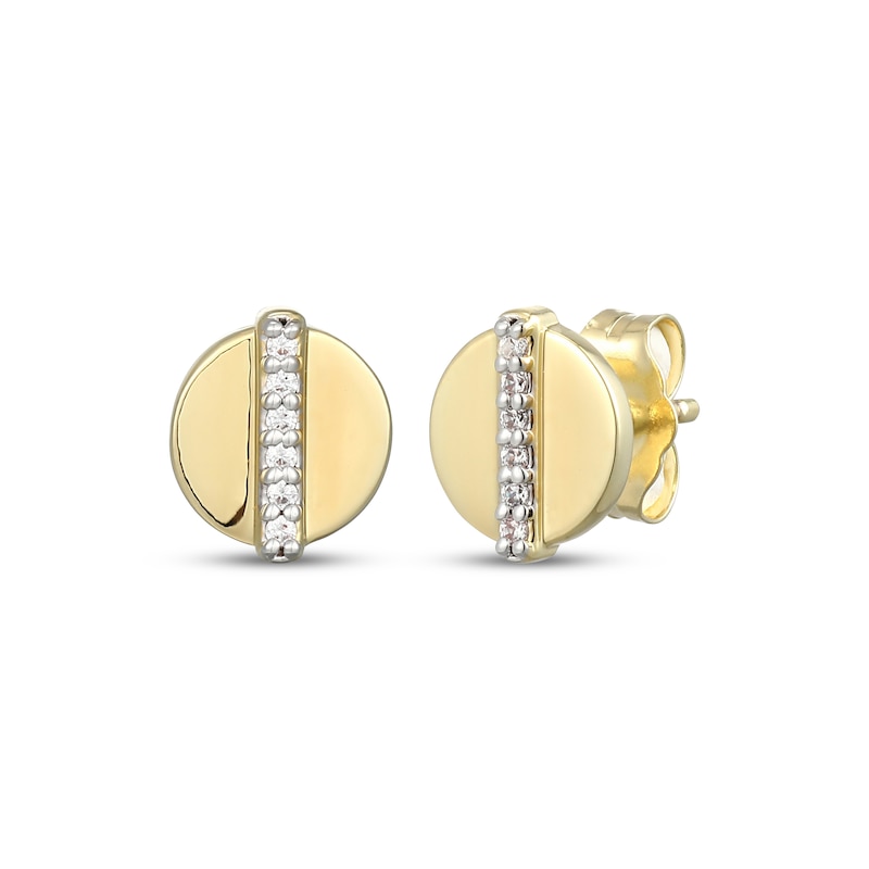 Main Image 1 of Diamond Circle Stud Earrings 1/20 ct tw 10K Yellow Gold