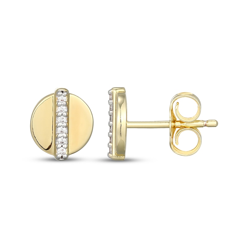 Main Image 3 of Diamond Circle Stud Earrings 1/20 ct tw 10K Yellow Gold