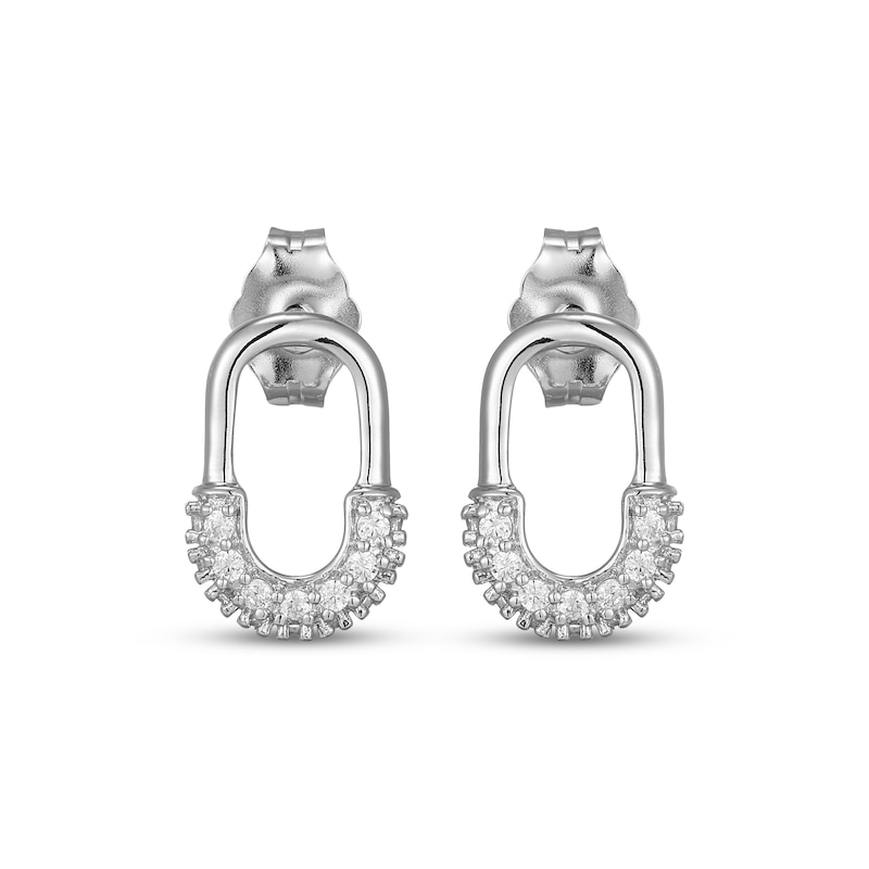 Main Image 2 of Diamond Pavé Oval Earrings 1/3 ct tw Sterling Silver