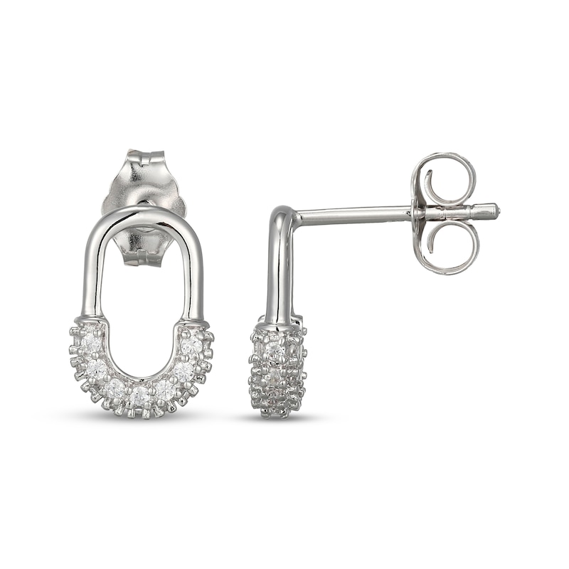 Main Image 3 of Diamond Pavé Oval Earrings 1/3 ct tw Sterling Silver