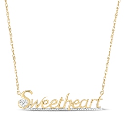 Diamond "Sweetheart" Script Necklace 1/20 ct tw 10K Yellow Gold 18"