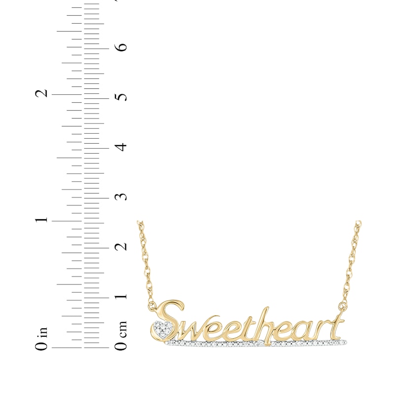 Main Image 3 of Diamond "Sweetheart" Script Necklace 1/20 ct tw 10K Yellow Gold 18"
