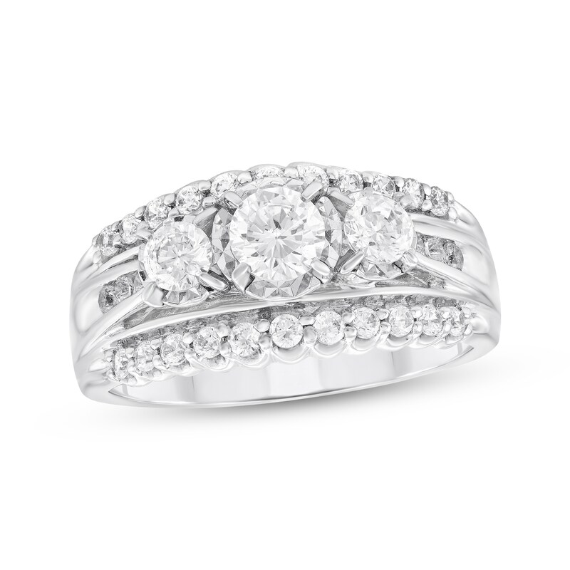 Main Image 1 of Adore Diamond Three-Stone Engagement Ring 1 ct tw 10K White Gold