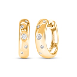 Diamond Scatter Hoop Earrings 1/8 ct tw 14K Yellow Gold