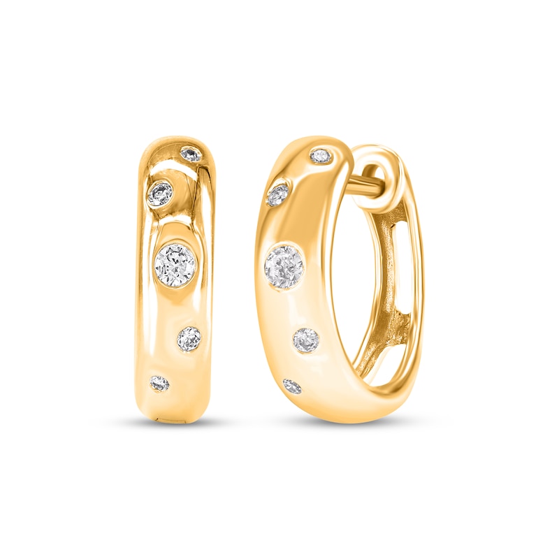 Main Image 1 of Diamond Scatter Hoop Earrings 1/8 ct tw 14K Yellow Gold