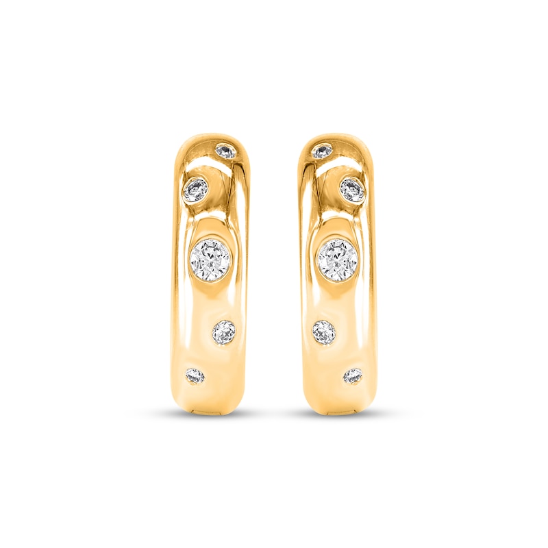 Main Image 2 of Diamond Scatter Hoop Earrings 1/8 ct tw 14K Yellow Gold