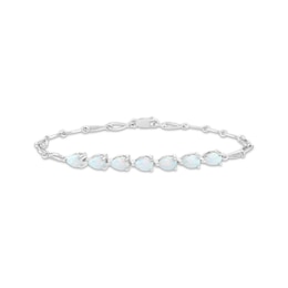 Pear-Shaped Lab-Created Opal Chain Link Bracelet Sterling Silver 7.25"