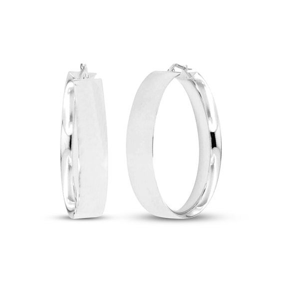 Satin-Finish Hoop Earrings Sterling Silver 40mm