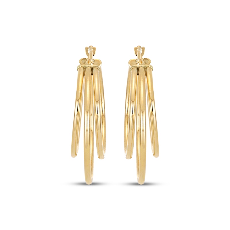 Main Image 2 of Three-Row Split Hoop Earrings 14K Yellow Gold