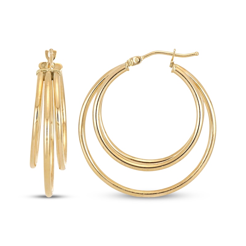 Main Image 3 of Three-Row Split Hoop Earrings 14K Yellow Gold