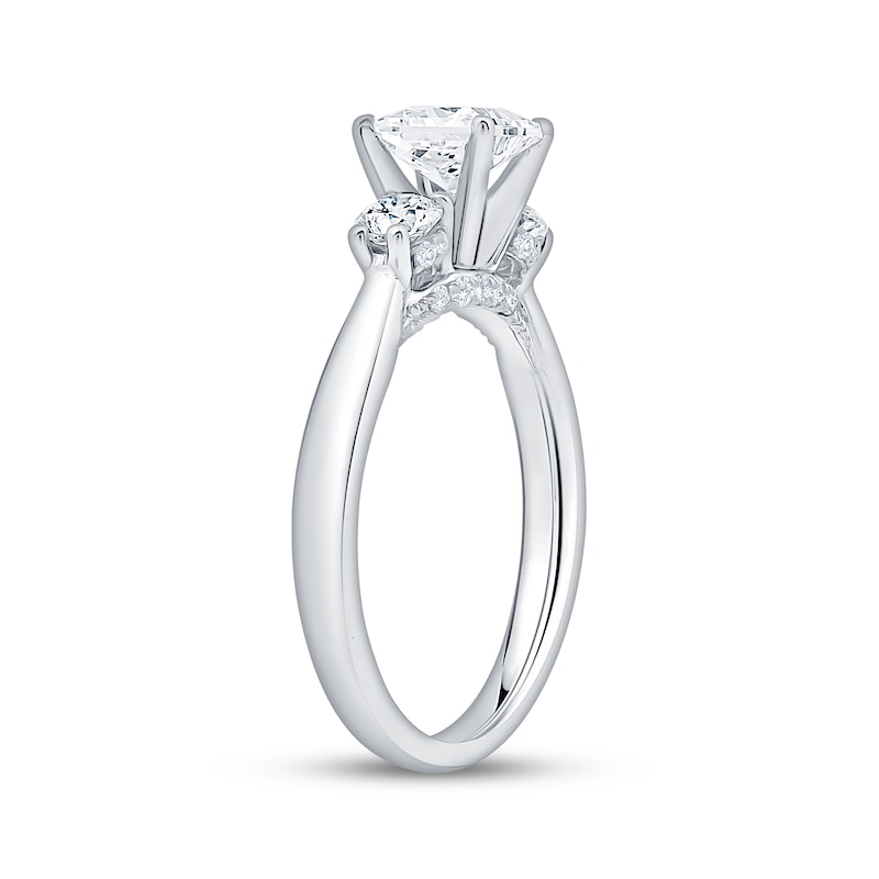 Main Image 2 of Adore Heirloom Certified Princess & Round-Cut Diamond Three Stone Engagement Ring 1-1/2 ct tw Platinum